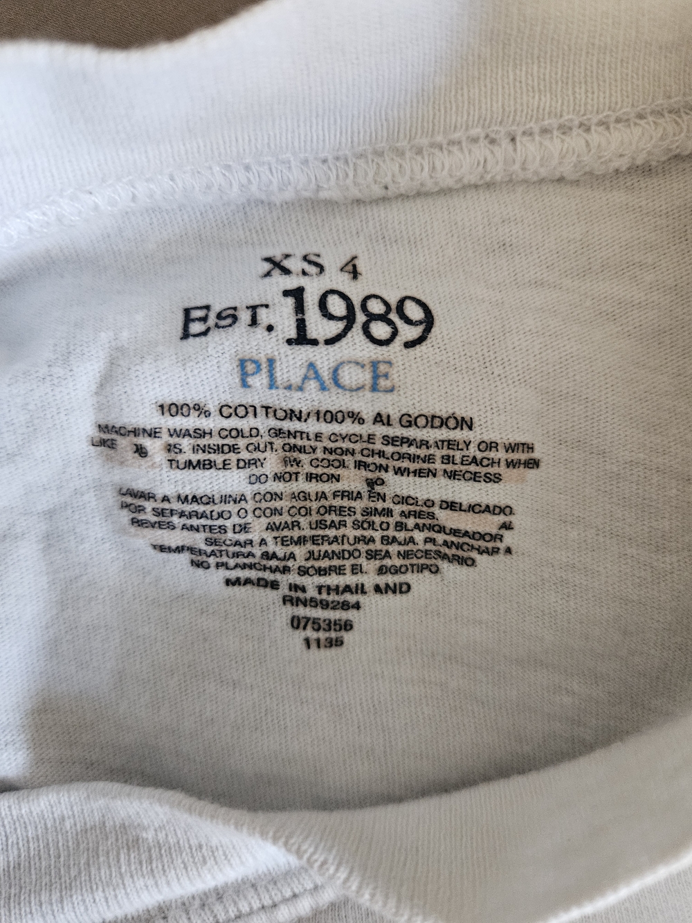 Children's Place White Cotton Short Sleeve Kids Tee Duo 4T - Picture 2 of 2